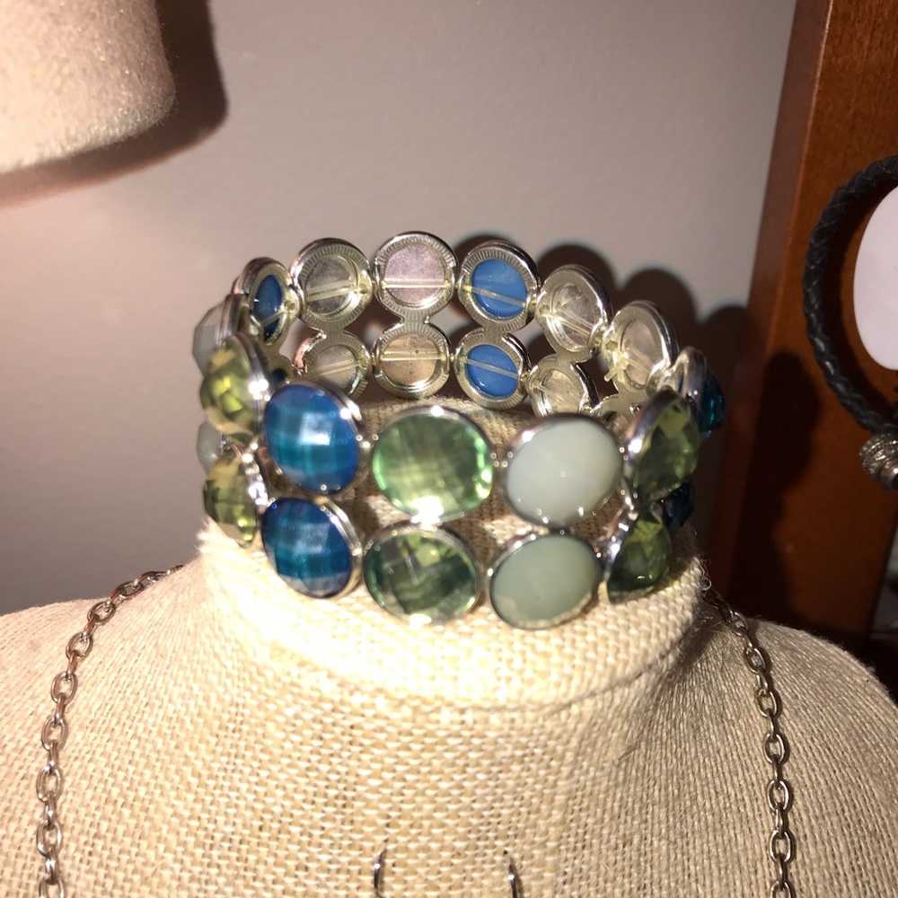 Jewelry set necklace earrings and bracelet blue